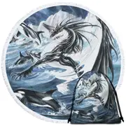 Oceanus the Orca Killer Whale Dragon Round Beach Towel