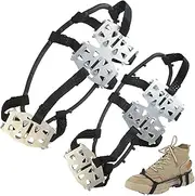 Snow Spikes for Shoes - 24-Teeth Shoe Spikes for Snow and Ice - Crampons for Shoes, Shoe Spikes Shoe Cleats for Snow and Ice, Ice Grippers for Shoes Catcoq