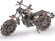 Creative Retro Metal Crafts Art Motorcycle Model Iron Moto Motorbike Model with Chainwheel Home Decor Ornaments - Copper