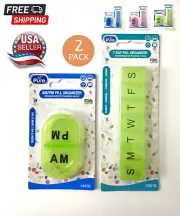 2 PC PILL ORGANIZER SET- 7 DAY & AM/PM PILL ORGANIZER TRAVEL SIZE 3 COLOR SET