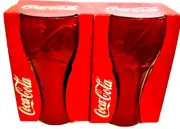 2 X COCA COLA COKE 3D GLASSES RED SCRIPT CONTOUR ALUMINIUM LOOK COLLECT RARE