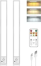 Under Cabinet Lighting Rechargeable Battery Operated Motion Sensor Closet Light, LED Wireless Dimmable Magnetic Lights, 3 Color Temps Under Counter Light for Kitchen, Pantry, Stair, 2 Pack