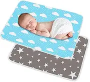2 Pack 50cmX70cm Portable Baby Diaper Changing Pad, Newborn and Toddlers Waterproof Reusable Nappy Multi Function Washable Mat for Home and Outdoor, Travel (Grey & Blue)
