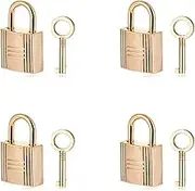 4Pcs Mini Padlocks with Keys Gold Purse Locks Zinc Alloy Padlocks, Tiny Archaize Padlock for Jewelry Box Lockable Diary Book, Locks for Storage Box