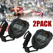 2PCS Digital Handheld Sports Stopwatch Stop watch Timer Alarm Counter US Seller