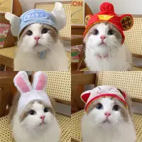 在飛比找Yahoo!奇摩拍賣優惠-貓咪帽子寵物招財貓可愛兔耳老虎帽狗狗頭套貓咪頭套搞怪裝扮圍巾