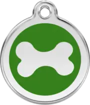 Red Dingo Bone Tag Green - Lifetime Guarantee - Cat, Dog, Pet ID Tag Engraved