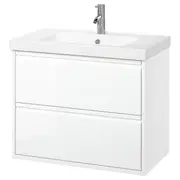 ÄNGSJÖN / ORRSJÖN wash-stnd w drawers/wash-basin/tap, high-gloss white, 82x49x69 cm