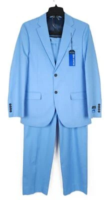 Nautica Modern-Fit Stretch Cotton/Linen 2-Piece Suit Light Blue 36R 32x32 NWT
