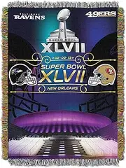 NFL Super Bowl XLVII Dueling Lockup Tapestry Throw Blanket, 48 x 60-Inch