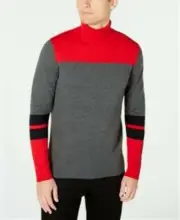 Alfani Mens XL Cherry Candy Colorblock Ribbed Trim Turtleneck Sweater