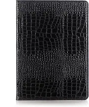 iPad Pro 1st 2nd (12.9'') Case for Women, DMaos Crocodile Synthetic Leather Stand Folio Smart Cover, Auto Sleep/Wake, Document Card Holder - Black