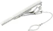 [GAUEIOUR] Mens Formal Tie Clip,Simple Necktie Horizontal lines Alloy Metal Silver Tie Pin Clasp Clip for Business&Party Wedding Anniversary Best Presents, 1, Glass, Iolite