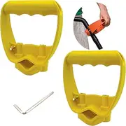 2 Pack Back Saving Tool Handle Attachment, Labor Saving Ergonomic Shovel or Rake Handle Attachment, Tool Handle Grip, Work with Garden Shovels, Snow Shovels and Rakes, Yellow