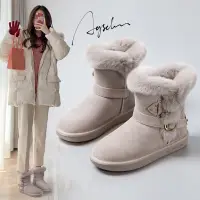 在飛比找Very buy優惠-登雪地靴女冬季中筒女靴短靴冬鞋厚底刷毛棉鞋
