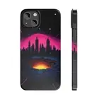Slim iPhone Case | 14 15 16 Pro Max Plus | Retro Neon Cityscape Night
