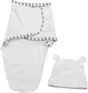 ANDRESLAD 2Pcs Sleep Sack Soft Swaddle Wrap and Hat for Newborns Breathable and Easy to Clean for Photo Prop and Nursery Use Shower Present