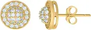 [JewelryWeb] Yellow Gold Mens CZ Cubic Zirconia Simulated Diamond Round Fashion Stud Earrings 15.7x8.9mm Wide