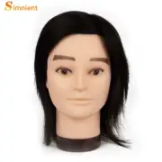 100% Human Hair Male Mannequin Head with Hair Beard Practice Manikin Hairdresser