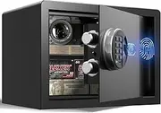 Grimtron Smart Biometric Safe - (0.80 cu. ft.) Fingerprint Lock Box with Silent Mode, Backlit Keypad and LED Light, Small Caja Fuerte with Anti-Rust and Anti-Theft