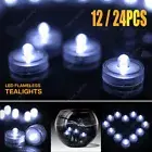 12/24PCS LED Submersible Underwater Tea Light Waterproof Pool Candles Vase Lamp