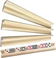 4 Pack Domino Holder Unfinished Wood Tiles Holders Natural Wood Racks for Domino Table, Mexican Train, Chicken Foot, Mahjong Game