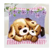 Crafting Kit Latch Hook Toy Puppy Cushion with Canvas Hook and Threads