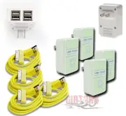 4X 4 USB PORT WALL ADAPTER+10FT CABLE POWER CHARGER YELLOW FOR IPHONE IPOD IPAD