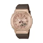 Casio G Shock Mid Duo Peach Gold World Time Stopwatch Alarm 200M Water Resistant R/Gold Face Brown Resin Band GMS2100CB-5A