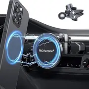 PROfezzion CD Slot & Vent Clip Combo Magnetic Phone Holder Compatible with MagSafe on Car CD Slot or Vent for iPhone 15 14 13 12 Pro Max Plus, Mag-Safe Case & All Phones [Fit 99% CD Slot & Air Vent]