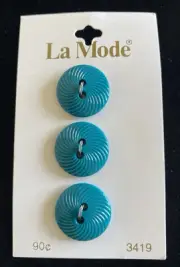 Vintage LA MODE BUTTONS #3419 Green Round 3/4 Inch New In Card - #36