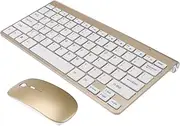 Holibanna 2.4G Wireless Keyboard and Mouse Ultra Thin Portable Design for Tablets and Computers Sleek Golden Finish for Home Office Use Ergonomic and Comfortable Keys