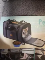 Morpilot Dog/Cat Collapsible Travel Carrier Padded Shoulder Strap Bowl/Plush Bed