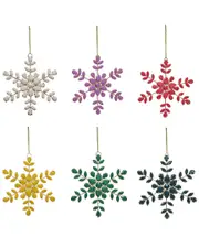 HGTV 6pc Mixed Beaded Snowflake Christmas Ornaments