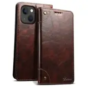 Compatible with iPhone 15 Plus Case Wallet, for For iPhone 15 Plus Brown