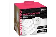Crest Night Light Set Remote Control Cool White 3 Pack