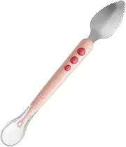 Cabilock Silicone Fruit Scraping Spoon Double Headed Feeding Spoon for Boy Girl Soft Essential Feeding Supplies for Weaning and Training Single Unit with Box Packaging