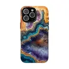 Teal Orange Crystal Rock Geode - Phone Cover Case for iPhone | Galaxy | Pixel