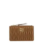Miu Miu Matelassé Zipped Wallet One size caramel color