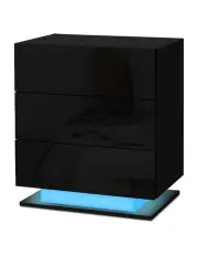 [Artiss] LED 3 Drawers Mori Bedside Table in Black