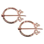 2pcs Vintage Brooch Cloak Pin, Penannular Brooch Cloak Clasp Scarf Pin(Copper)