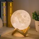 3D Moon Lamp with 5.9 Inch Wooden Base - Mothers Day Gift, LED Night Light, Mood