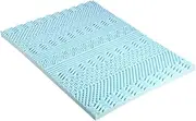 Giselle Bedding 11 Zone Single Memory Foam Mattress Topper, Foldable Bed Mattresses Toppers Protector Bamboo Cool Cover Sleeping Mat Home Bedroom, 8cm Thick Removable Washable Blue