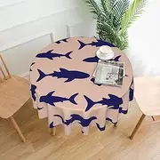 Fish Tablecloth Round Table Cloth 60 Inch Waterproof Party Table Covers for Picnic Kitchen Outdoor