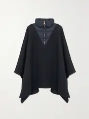 [Chloé] Chloé - Quilted Shell-paneled Wool-blend Poncho - Navy - S S Blue