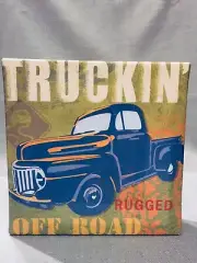 Oopsy Daisy too Fine Art For Kids "Truckin'" by Olika Studio - 6" x 6" x 1.5"