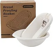 Sourdough Banneton Pulp Bread Proofing Basket with Linen Liner 10inch Round and 11inch Oval Set 2 For Homemade Artisan Bread Baking Supply