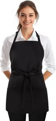 Kitchen Cooking Apron with 3 Pockets, Adjustable Bib Apron Chef Aprons for Women