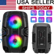 Dual 6" Bluetooth Speaker PA System Rechargeable W/ Wired Mic TWS/FM/USB/TF