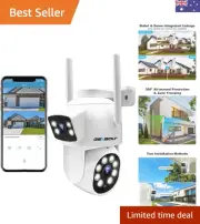 PTZ WiFi Security Camera Outdoor, CCTV Home Surveillance Camera with Dual Vie...